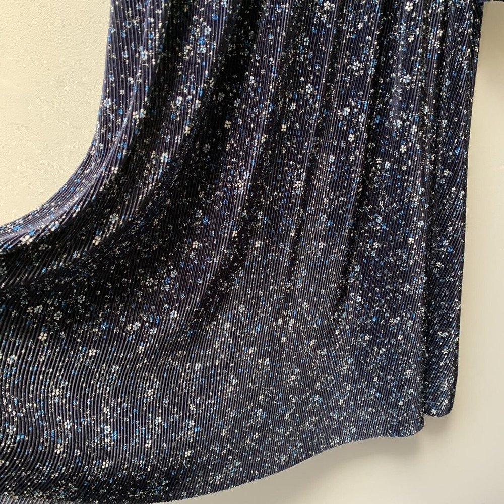 Very Plisse Long Maxi Dress Size UK 12 Floral Long Sleeve Blue V Neck - Picture 10 of 10